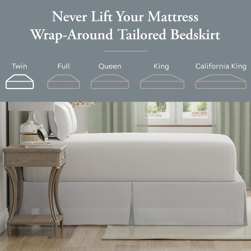 Bed Maker's Bed Makerâ€™s Never Lift Your Mattress Bed Skirt, Designed for Box Spring Beds, Split Corners, 14 Inch Drop Length, Twin, White - Image 2